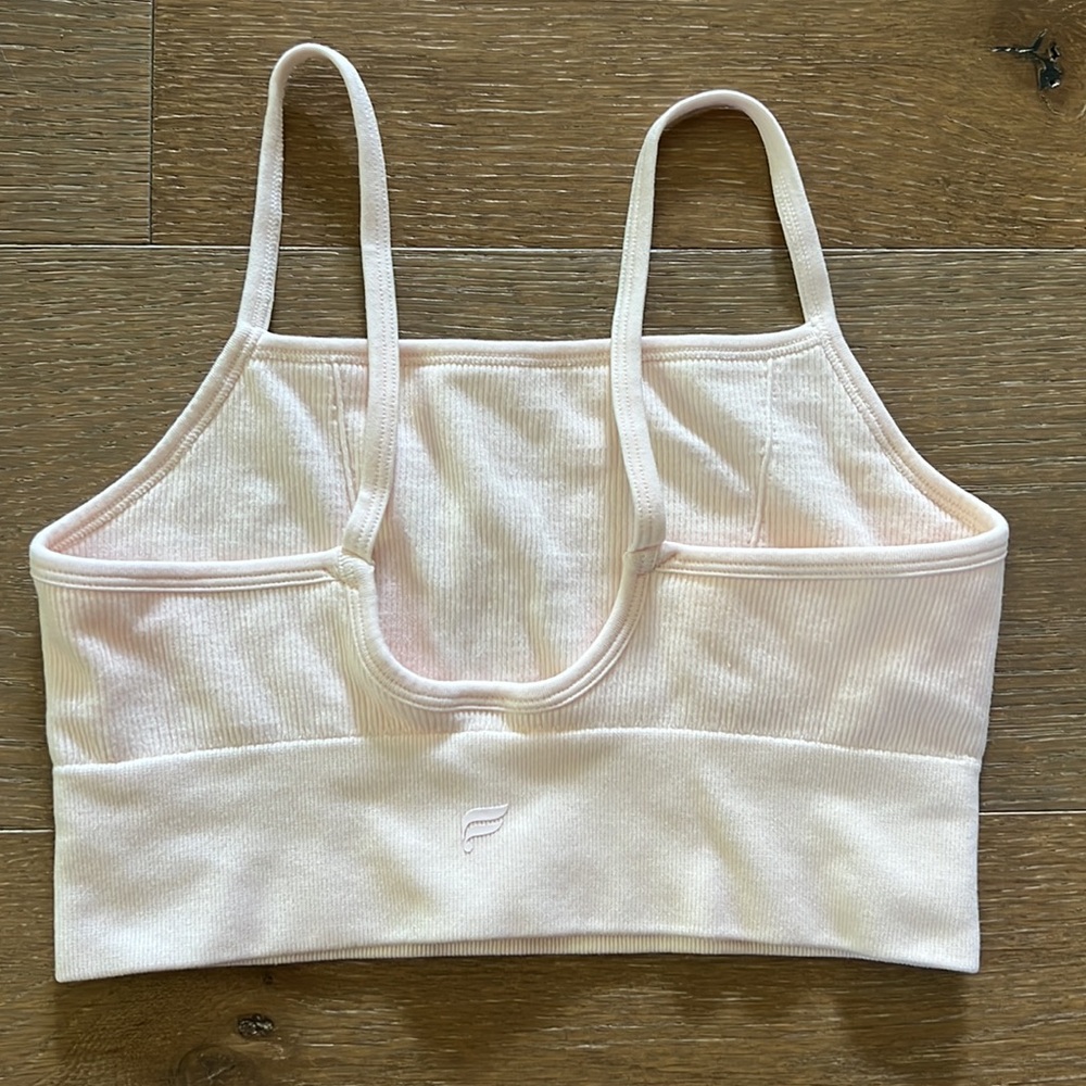 Fabletics Light Pink Ribbed Sports Bra | S - Picture 2 of 5